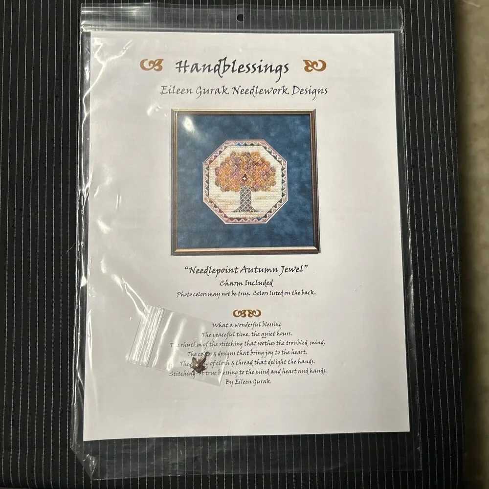 Handblessings Autumn Jewel Cross Stitch Needlepoint Sampler Pattern Chart +Charm